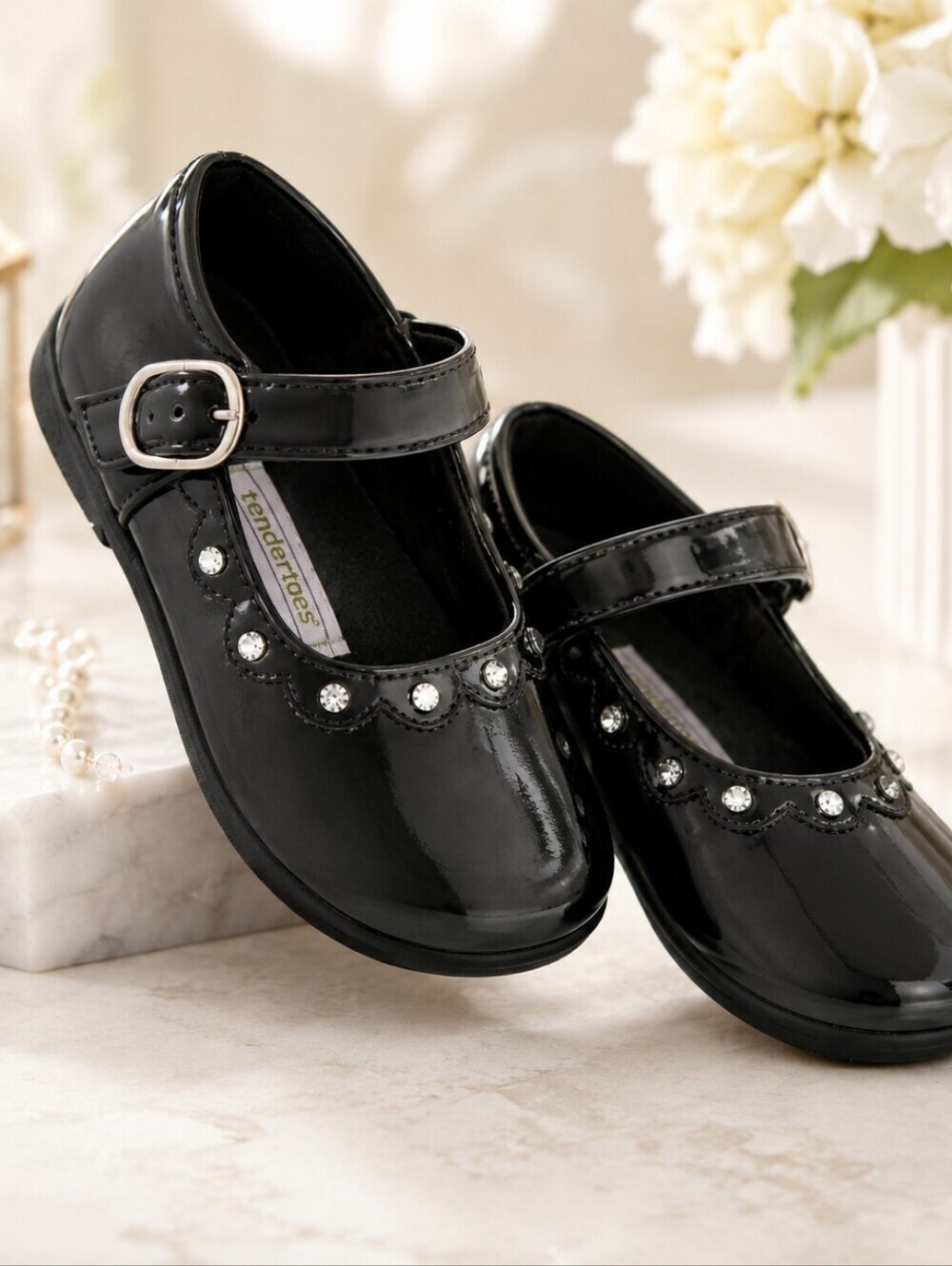 Mary Jane Patent with studs & faux buckle closure